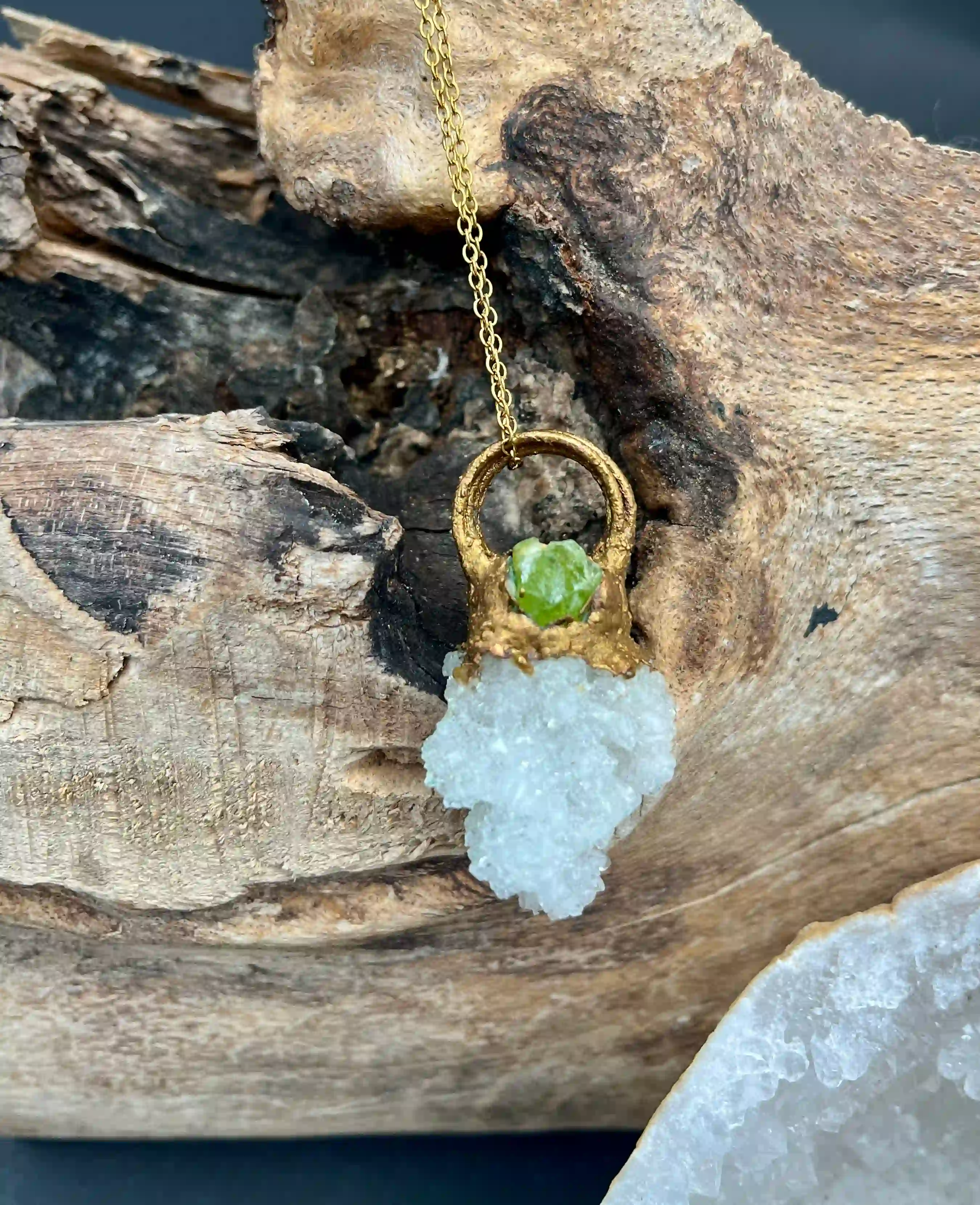 Křišťál, olivín - náhrdelník