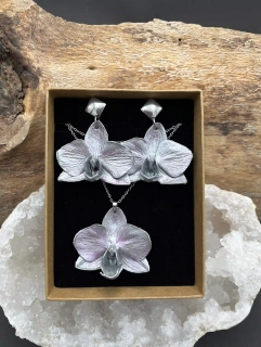 Orchideje souprava (No1) - střední, stříbrná